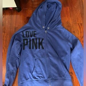 Victoria Secret Pink blue zip up hoodie